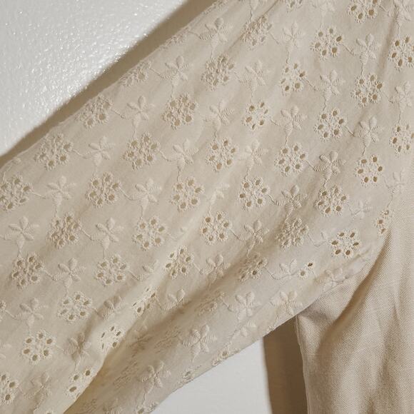 7 FOR ALL MANKIND Ivory Jacket with Eyelet Sleeves, Size Medium - Picture 6 of 14